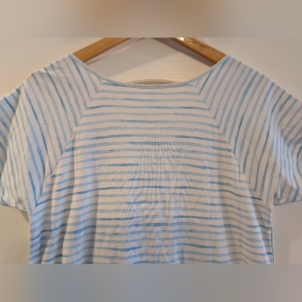 LAKE Pajamas Nightgown 100% Pima Cotton Saltwater Stripe Blue White Stripe M - Picture 8 of 11